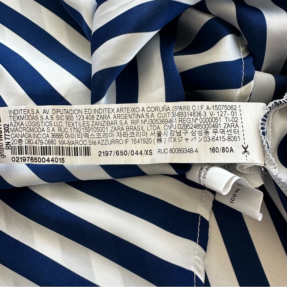 Zara Blue and White Striped Satin Effect Button Up Down Shirt Summer Casual - Picture 6 of 9